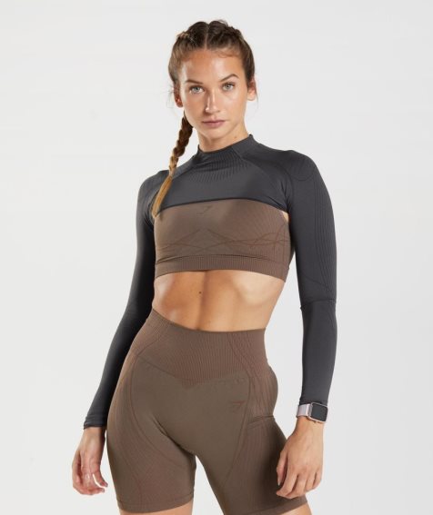 Women's Gymshark Apex Seamless Shrug Sweatshirts Black | CA N38756